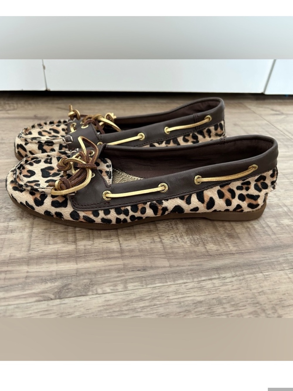 Sperry top-sider Leopard Print cow hide leather flats